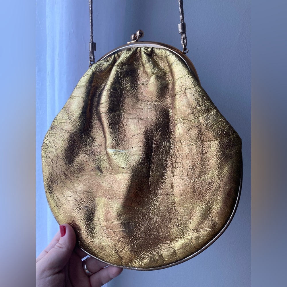 Vintage, Beautifully Weathered Gold Purse with Change Purse Closure!